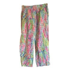Old Money Resort Wear Lilly Pulitzer Catch the Wave Florita Linen Pants Sz M